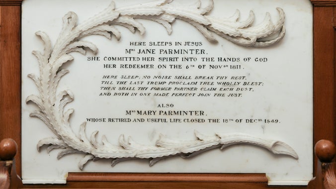 Plaque to Jane and Mary Parminter, Point in View, A la Ronde, Devon.